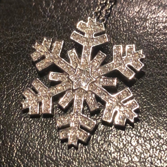 Snowflake Pendant 925 Sterling Silver Pave Cz Diamonds NWOTS - Picture 1 of 8